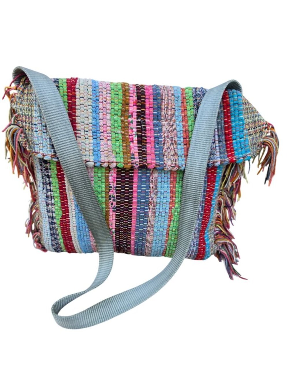 Handmade Boho Rag Rug Striped Shoulder Bag Tote